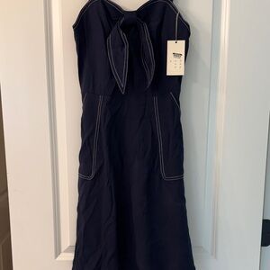 A New Day Dark Blue Strapless Dress with Bow